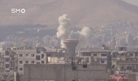 الغارات الجوية العنيفة من قبل الطيران الحربي على مدينة حرستا بريف دمشق