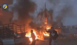 #شاهد| حي الوعر المحاصر في #حمص يحترق بقصف قوات النظام مساء اليوم