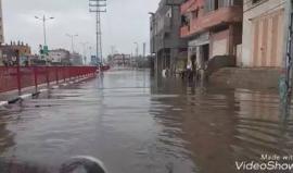 #فيديو غرق شوارع في غزة جراء الأمطار الغزيرة