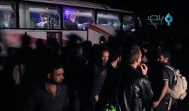 #شاهد لحظة وصول مهجري أهالي برزة الدمشقي إلى قلعة المضيق بريف حماة أمس السبت