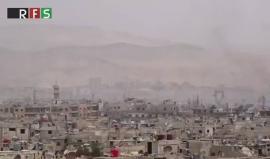 #شاهد النظام السوري يقصف بصواريخ أرض أرض نوع "فيل" الأحياء الشرقية للعاصمة دمشق