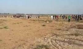 مباشر من حدود بلدة خزاعة التظاهرات السلمية الرافضة للحصار الإسرائيلي على غزة تصوير مثنى النجار