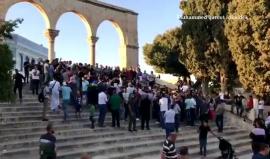 #شاهد من باحات المسجد الأقصى.. المقدسيون يطالبون الفلسطينيين بالوحدة الوطنية. 
تصوير: محمد قاروط ادكيدك