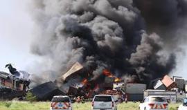 #شاهد قتلى وجرحى باصطدم قطارين بولاية "تكساس الأمريكية"