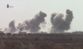 حدث قبل قليل 
دمار كبير جراء قصف الطيران الحربي على بلدة التمانعة بريف #إدلب .