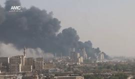 #حلب: حرائق ضخمة في معمل الإسمنت في حي الشيخ سعيد جراء استهدافه بالصواريخ والمدافع من قبل الثوار
(مركز حلب الإعلامي)