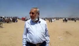 #مباشر الدكتور وليد عامر الناطق الرسمي باسم الهيئة الوطنية العليا لكسر الحصار باللغة الإنجليزية في مخيم العودة الكبرى على الحدود الشرقية لمدينة خانيونس