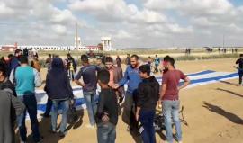 احراق علم اسرائيل شرق مدنية غزة