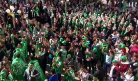 هتافات طلبة الكتلة الإسلامية في جامعة النجاح بنابلس اليوم بعد إعلان نتائج انتخابات