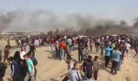 #شاهد الفعاليات والمواجهات في جمعة #حرق_العلم من شرق مدينة غزة