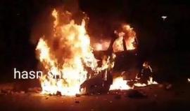 #شاهد جيب شرطة الاحتلال الذي أحرقه شبان في بلدة كفر قاسم بالداخل المحتل