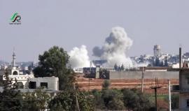 #شاهد| غارات جوية عنيفة على مدينة #تلبيسة بريف #حمص الشمالي
