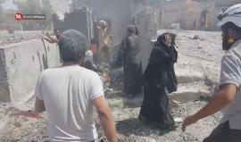 مشاهد مروعة من مجزرة حي المعادي في #حلب بعد قصف بالبراميل المتفجرة 
(شهبا برس)