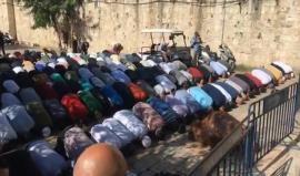 #مباشر.. المقدسيون يؤدون صلاة العصر على أبواب المسجد الأقصى المغلق من قبل قوات الاحتلال
