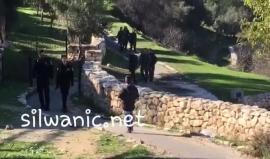 قوات الاحتلال برفقة " طواقم من البلدية وسلطة الطبيعة وجمعية العاد الاستيطانية" تقتحم اراض في حي وادي الربابة ببلدة #سلوان بالقدس وتجري فحص للتربة بحجة "نيتها بناء جسر في المنطقة"