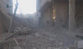 مشاهد أولية من القصف الجوي الذي تعرضت له مدينة حمورية بريف دمشق