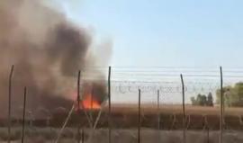 #شاهد حرائق في الحقول بالداخل المحتل شرق مدينة غزة بفعل الطائرات الورقية الحارقة .