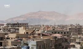 #شاهد لحظة انفجار الصواريخ الفراغية جراء غارات النظام على حي جوبر الدمشقي