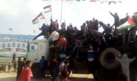 #فيديو وصول شاحنة محملة باطارات "الكوشوك" شرق مدينة غزة