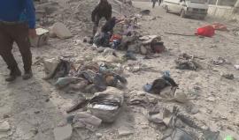 #شاهد .. انتشال عناصر الدفاع المدني الذين استشهدوا اثر القصف الجوي على حي " جب القبة" في #حلب