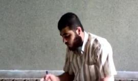 #شاهد : الشهيد القسامي عبد الله المصري ينعى رفيق دربه الشهيد القسامي محمود أبو سمرة .