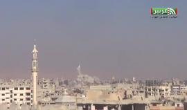 #فيديو مشاهد مروعة من القصف الجنوني على مدينة عربين في الغوطة الشرقية