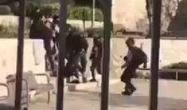 #شاهد قوات الاحتلال تعتدي على أحد الشبان في مدينة القدس قبل قليل.