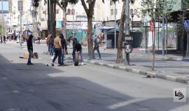 #شاهد  من المواجهات التي اندلعت تزامناً مع الإضراب الذي شهدته مدينة الخليل اليوم.