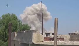 #شاهد اشتباكات وقصف بالبراميل المتفجرة على أحياء درعا البلد