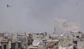 قصف قوات النظام بصواريخ أرض- أرض على حي القابون بدمشق