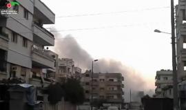 اللحظات الأولى لقصف حي الوعر المحاصر في حمص من قبل قوات النظام