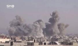 #شاهد لحظة استهداف الطيران الحربي لبلدة مسرابا في غوطة دمشق الشرقية