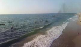 فيديو: مشاهد جوية لانطلاق المسير البحري السادس لكسر الحصار