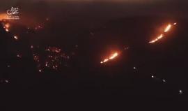 #شاهد حرائق في محيط مستوطنة "نطاف" بالقرب من بلده قطنه شمال غرب القدس المحتلة .