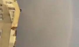 قوس الألوان بعد عاصفة ماطرة بغزة