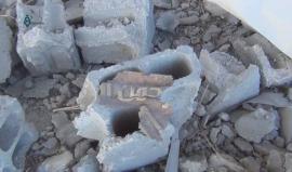 اثار الدمار جراء سقوط "صاروخ فيل" على منطقة المرج في الغوطة الشرقية