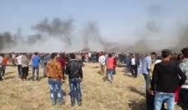 #مباشر استمرار اعتداء قوات الاحتلال على الشبان في #جمعة_الكوشوك شرق خانيونس جنوب قطاع غزة . #مسيرة_العودة-الكبرى