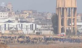 بث #مباشر من الجانب الصهيوني لتجمع الفلسطينيين على السياج الفاصل شرق مدينة غزة مع بدء فعاليات الجمعة الثالثة من #مسيرة_العودة_الكبرى