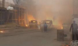 #شاهد .. #شاهد بالفيديو اللحظات الأولى لقصف الطيران الحربي على مدينة دار عزة في ريف #حلب الغربي .