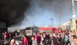 #صور | احتراق مخازن في حسبة بيتا المركزية جنوب شرق نابلس نتيجة قنابل الاحتلال التي ألقتها على المتظاهرين المتضامنين مع الاسرى.