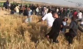 #شاهد لحظة اطلاق قوات الاحتلال النار على المتظاهرين شرق مدينة غزة اليوم وسقوط إصابات. 
تصوير ‏‎ALaa Mohsen‎‏