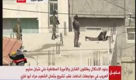 #شاهد اندلاع مواجهات في مخيم العروب بالخليل عقب تشييع جثمان الشهيد مراد أبو غازي