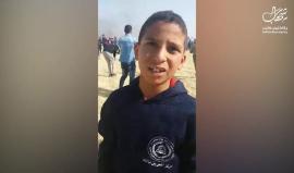 #فيديو طفل مشارك في مسيرة العودة شرق غزة .. يقول للاحتلال: لن نخاف غازكم