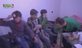 #شاهد| أطفال ضحايا لقصف طائرات الأسد على مدينة #عربين في الغوطة الشرقية بريف #دمشق