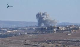 #شاهد .. الطيران الحربي الروسي يشن غارات عنيفة على جبهات مينان والراشدين وخان العسل في #حلب المحاصرة .