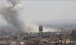 سوريا - دمشق : غارة جوية نفذها الطيران الحربي على حي جوبر الدمشقي