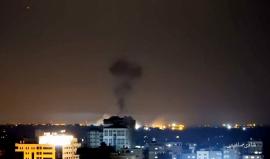 #شاهد تصاعد أعمدة الدخان من موقع اليرموك التابع للمقاومة شرقي #غزة عقب تعرضه لقصف جوي عنيف