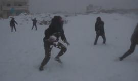 ريف ادلب - تساقط الثلوج في مدينة معرة النعمان