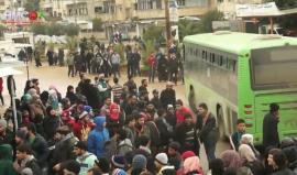 خروج الثوار والمدنيين من حي الوعر المحاصر في مدينة حمص إلى مدينة جرابلس في ريف حلب