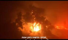 النيران المندلعة في منطقة نحف قرب عكا المحتلة.